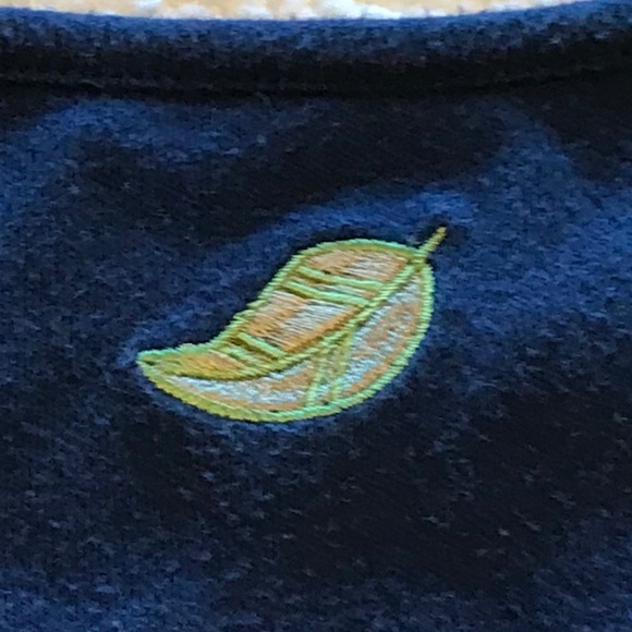 Breckenridge fall-themed long sleeved blue top with button apple design (2X) - Picture 13 of 16